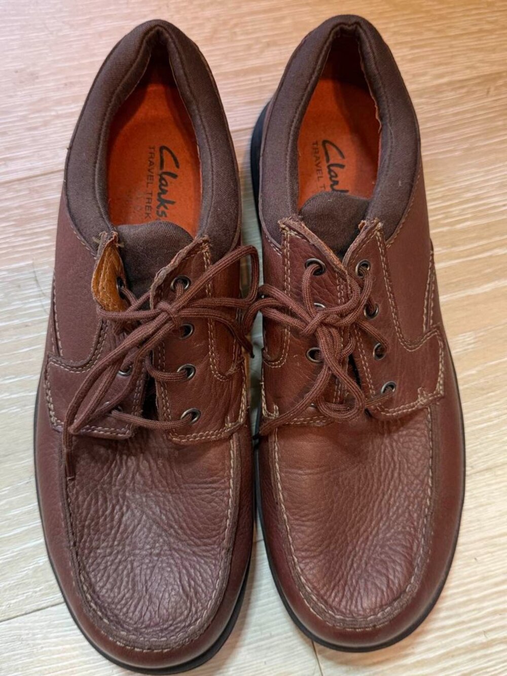 Clarks Men's Travel-Trek Brown Leather Shoes Size 8.5